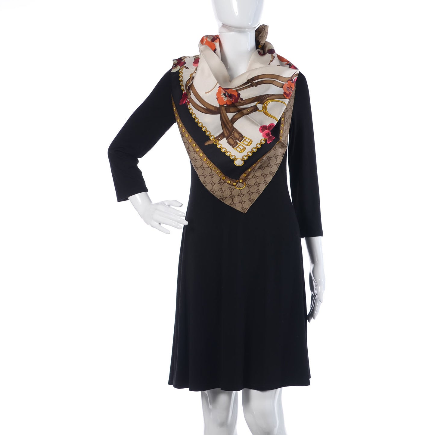 Silk Twill GG Monogram New Panshie Square Scarf Black Dark Purple