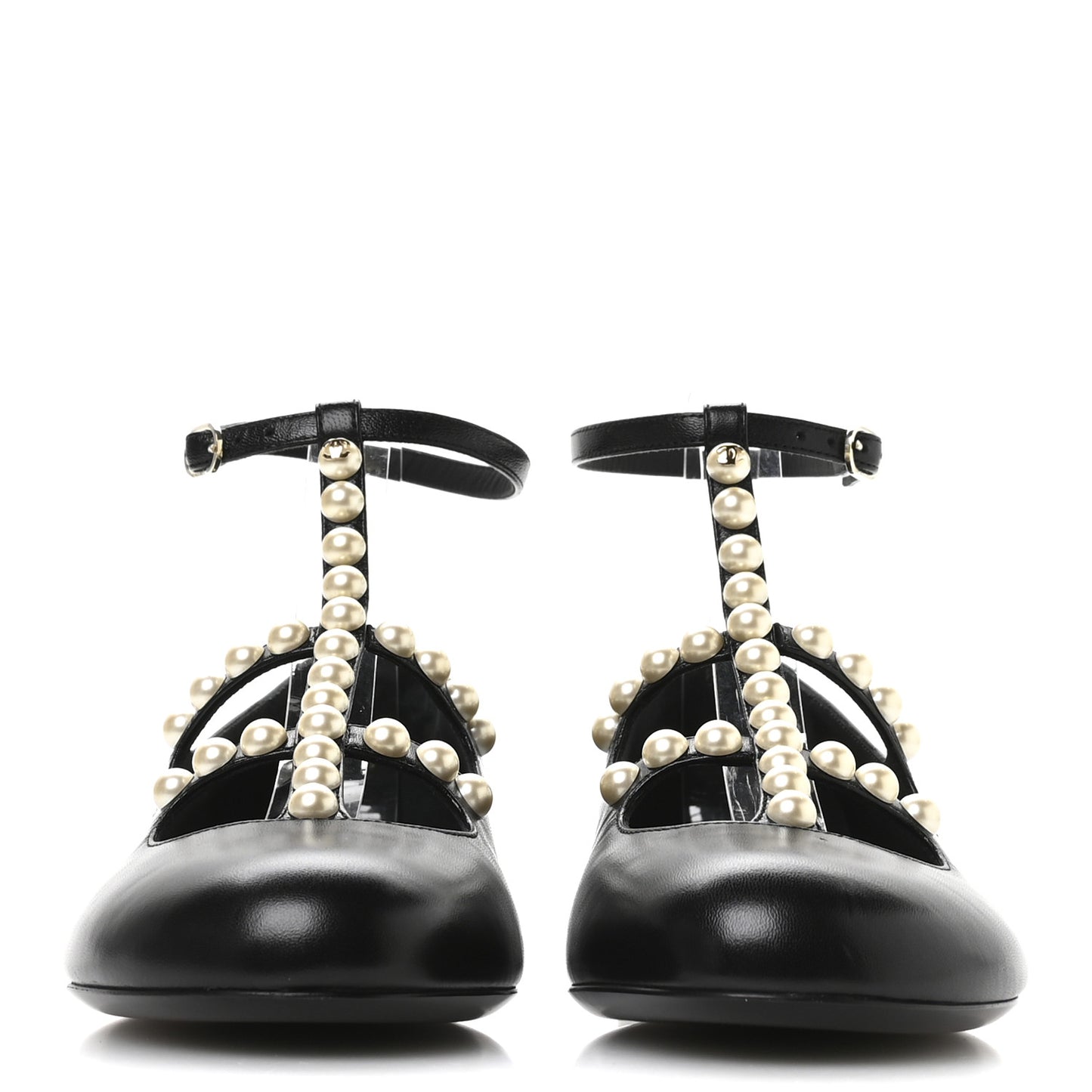 Goatskin Pearl Mary Janes Flats 39.5 Black