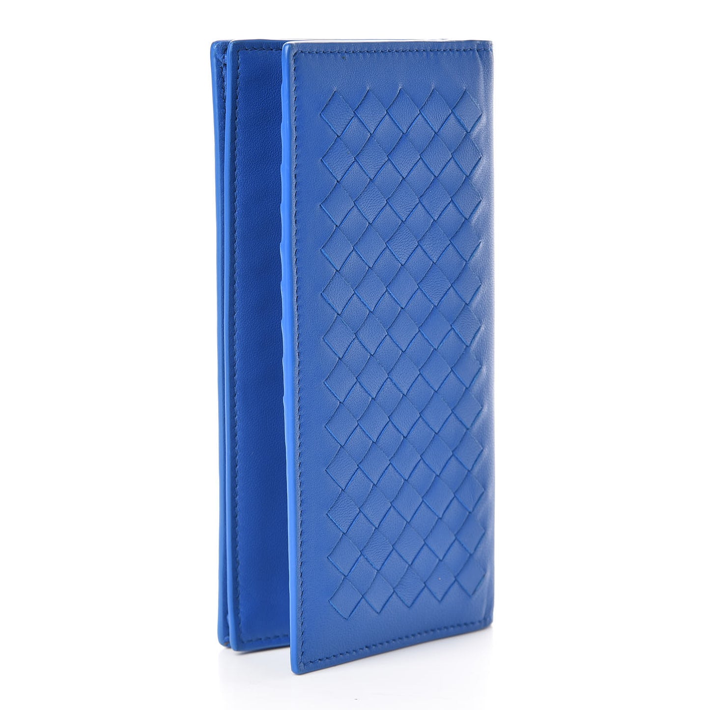 Nappa Intrecciato Long Bi-Fold Wallet Signal Blue