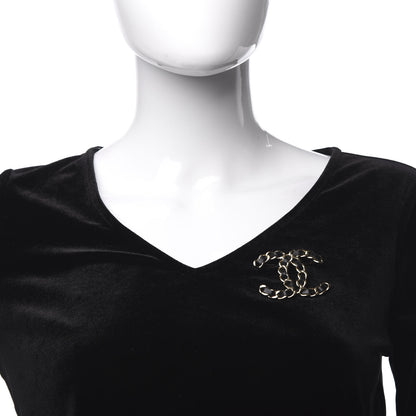 Chanel Lambskin Chain CC Brooch Black Gold 2 of 5