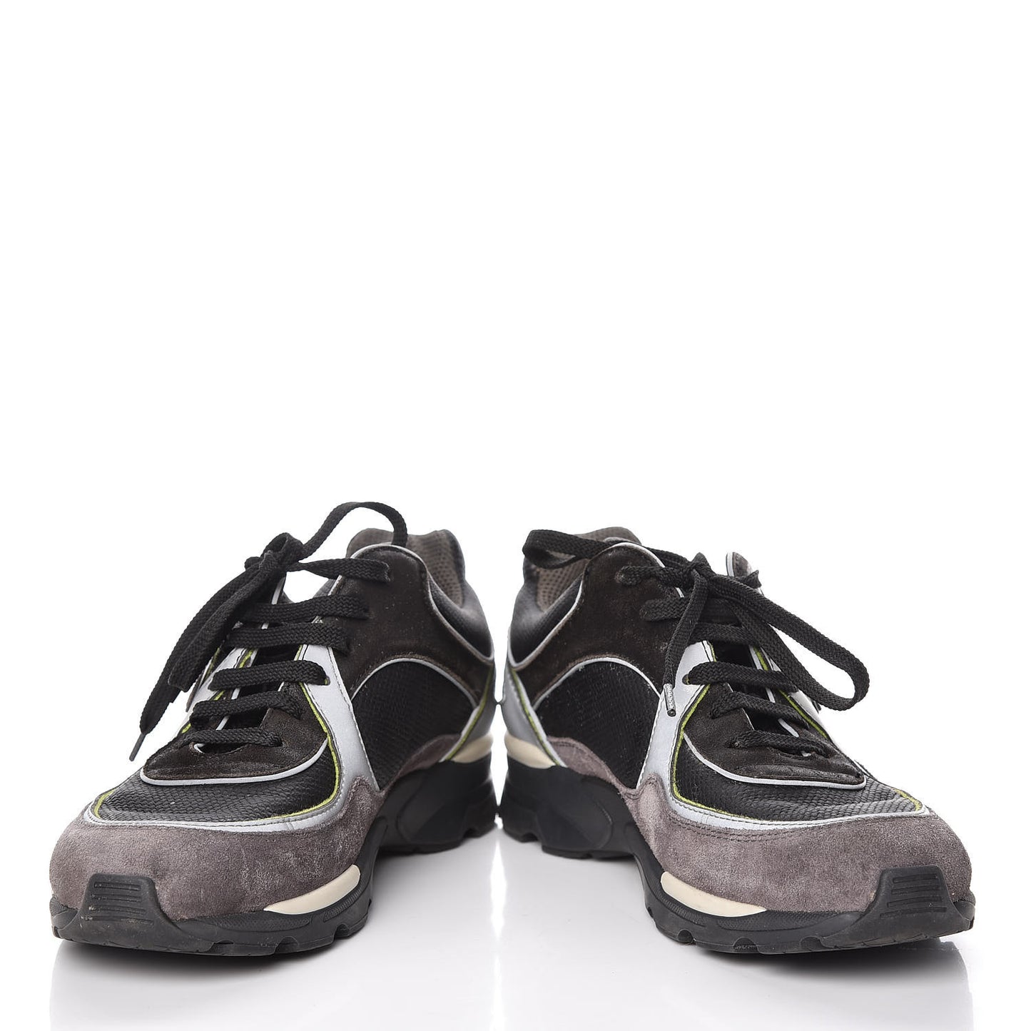Suede Calfskin CC Sneakers 37 Black White Silver