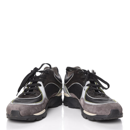 Chanel Suede Calfskin CC Sneakers 37 Black White Silver 5 of 13