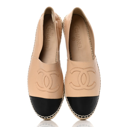 Chanel Lambskin CC Espadrilles 39 Beige Black 5 of 10