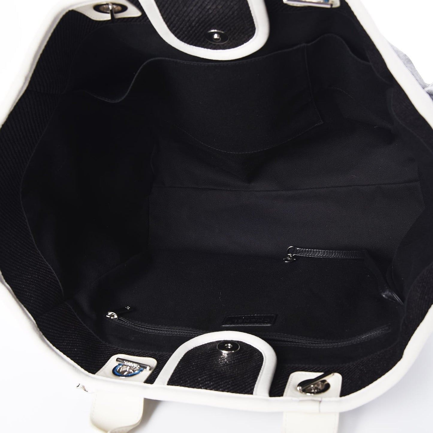 Canvas Large Deauville Tote Black White