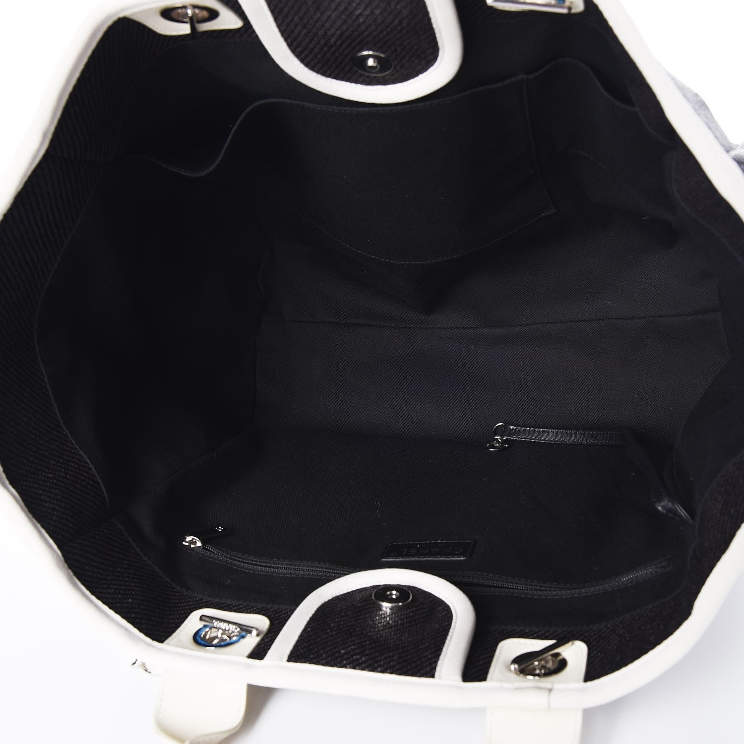 Chanel Canvas Large Deauville Tote Black White 5 of 8