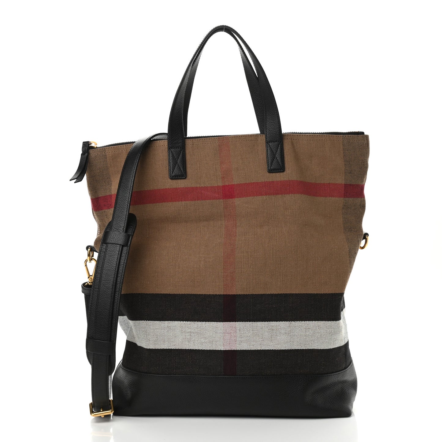Grainy Calfskin Mega Check Armley Folding Messenger Black