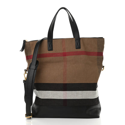 Burberry Grainy Calfskin Mega Check Armley Folding Messenger Black 3 of 11