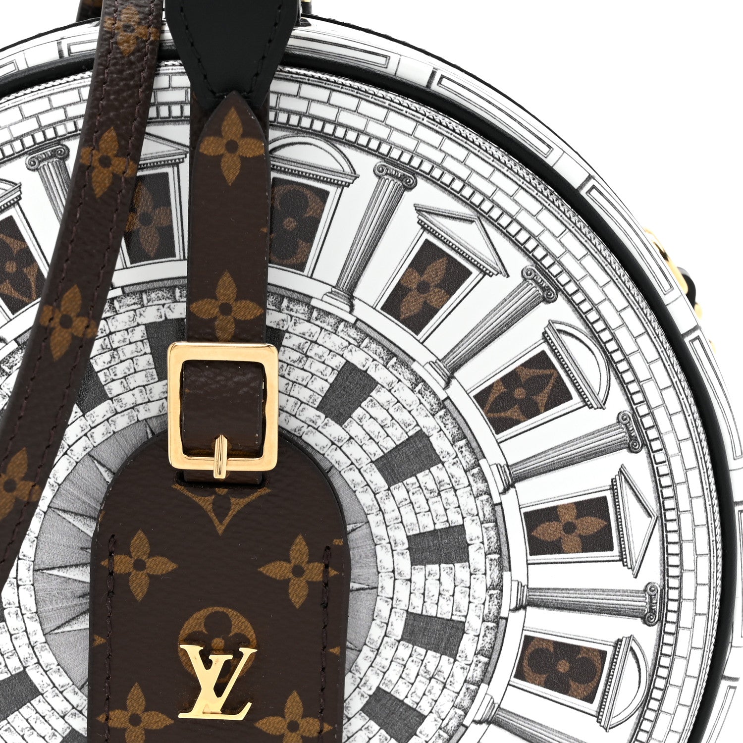 Louis Vuitton X FORNASETTI Calfskin Architettura Petite Boite Chapeau White Black 7 of 10