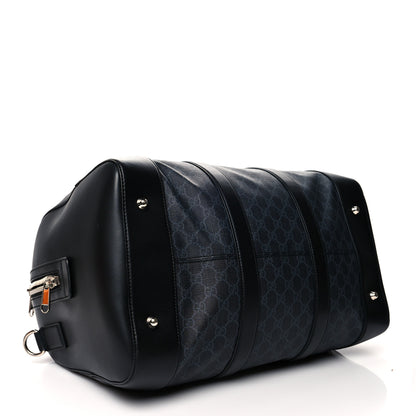 Gucci Soft GG Supreme Monogram Appia Calfskin Web Medium Carry On Duffle Bag Black Grey 4 of 12