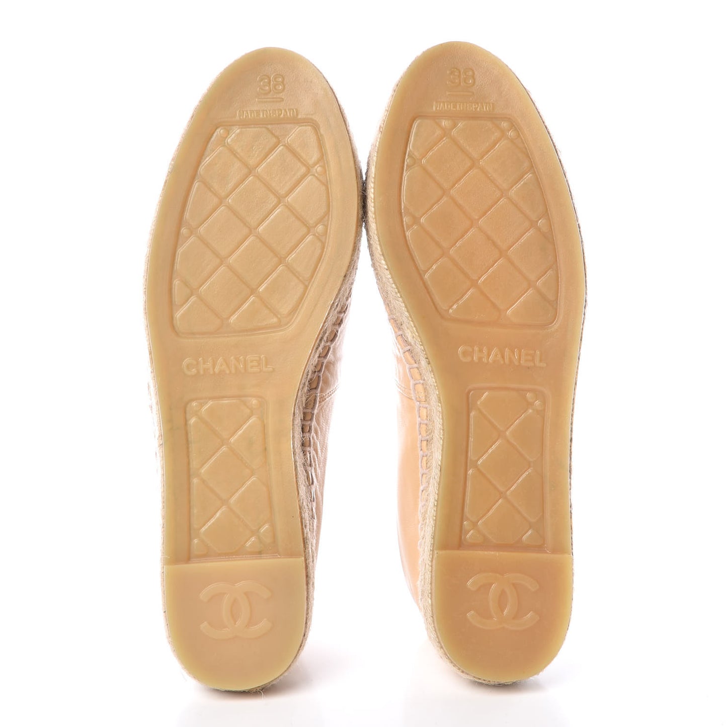 Lambskin CC Espadrilles 38 Beige Black