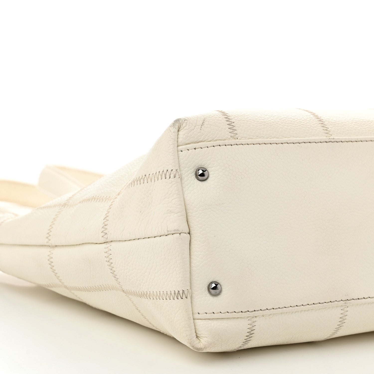 Chanel Caviar Square Stitched Tote White 9 of 13