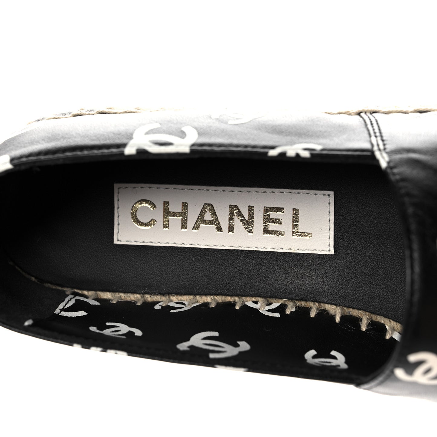 Lambskin Printed CC Espadrilles 37 Black White