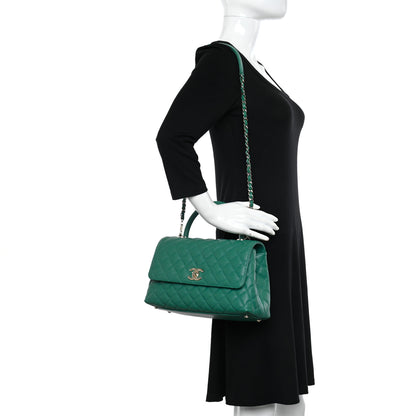 Chanel Caviar Quilted Small Coco Handle Flap Green 2 of 12