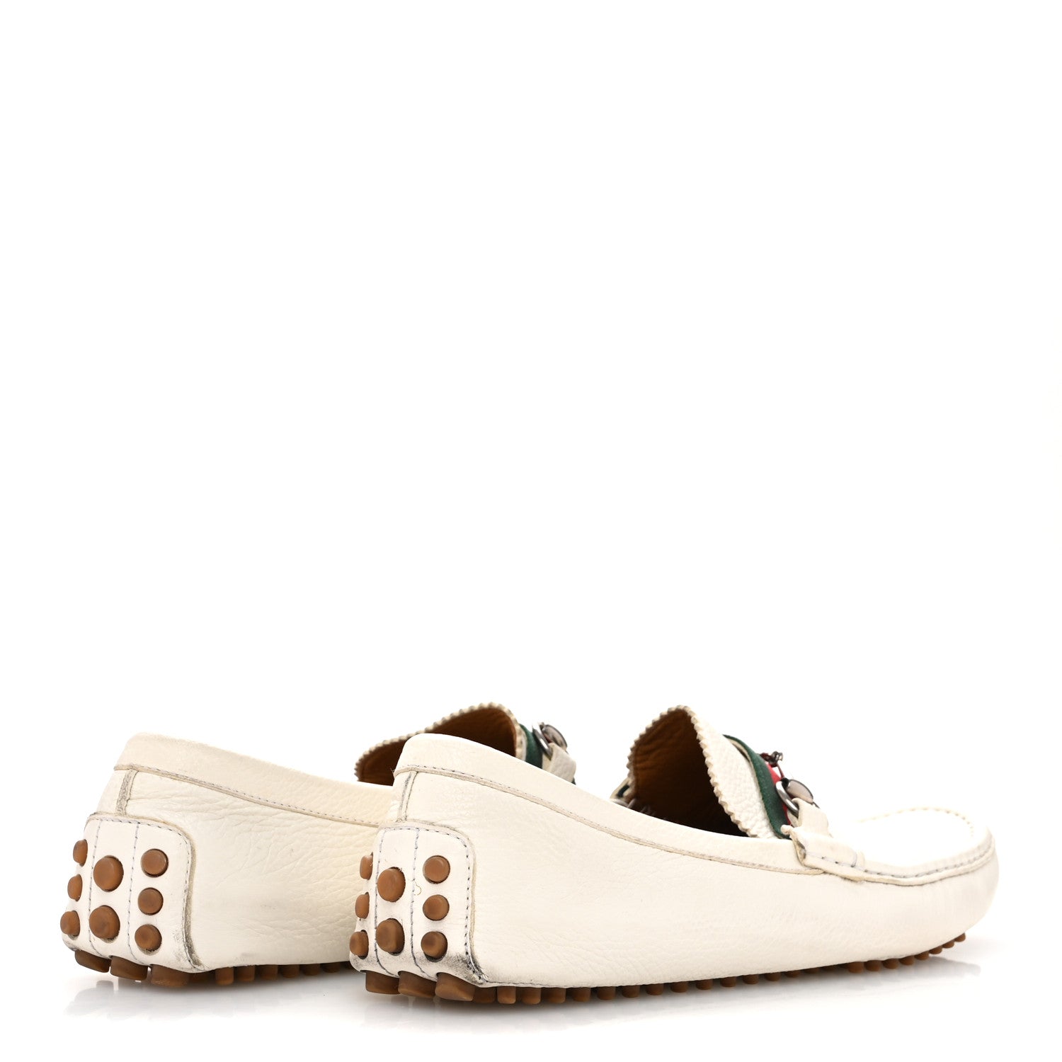 Gucci Miro Soft Calfskin Web Mens Horsebit Driver Loafers 10 White 5 of 10