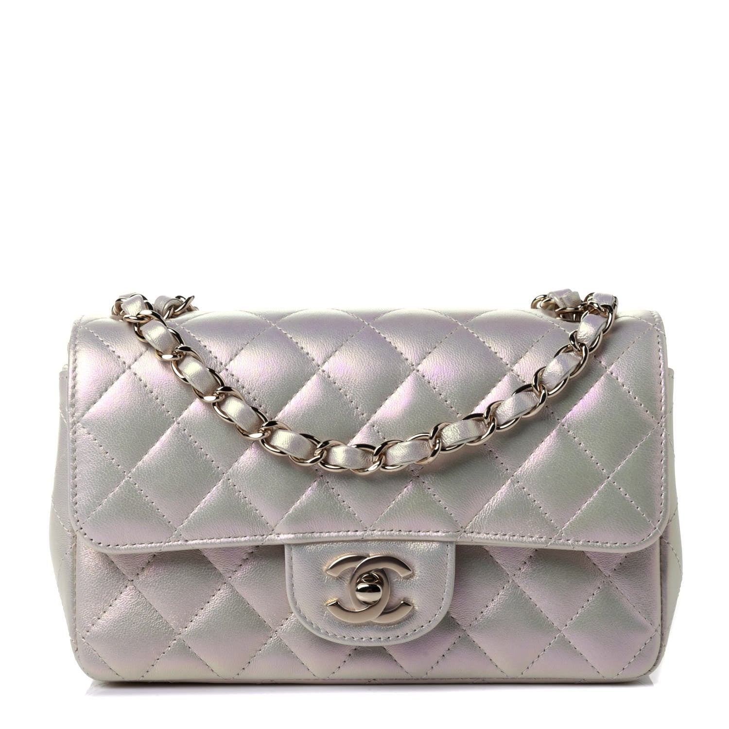 Chanel Iridescent Lambskin Quilted Mini Rectangular Flap Ivory 1 of 4