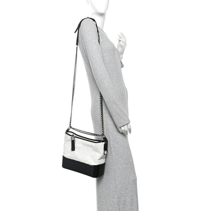 Chanel Aged Calfskin Quilted Medium Gabrielle Hobo Black White 2 of 10