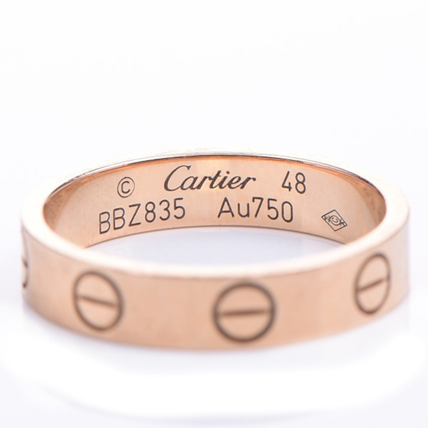 Cartier 18K Pink Gold 4mm LOVE Wedding Band Ring 48 4.5 3 of 4