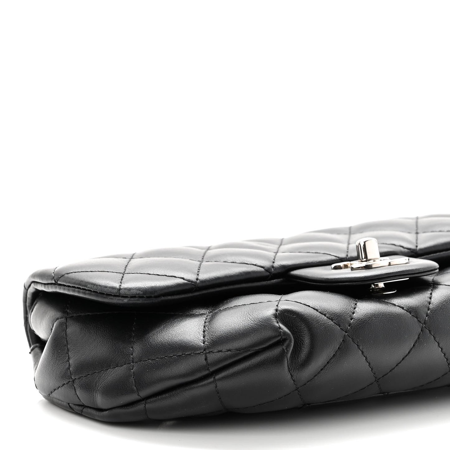 Calfskin Quilted CC Uniform Flap Belt Bag Black