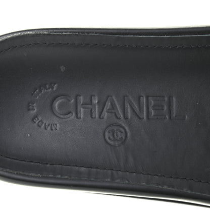 Chanel Tweed Lambskin Chain Flat Sandals 36 Silver 7 of 8