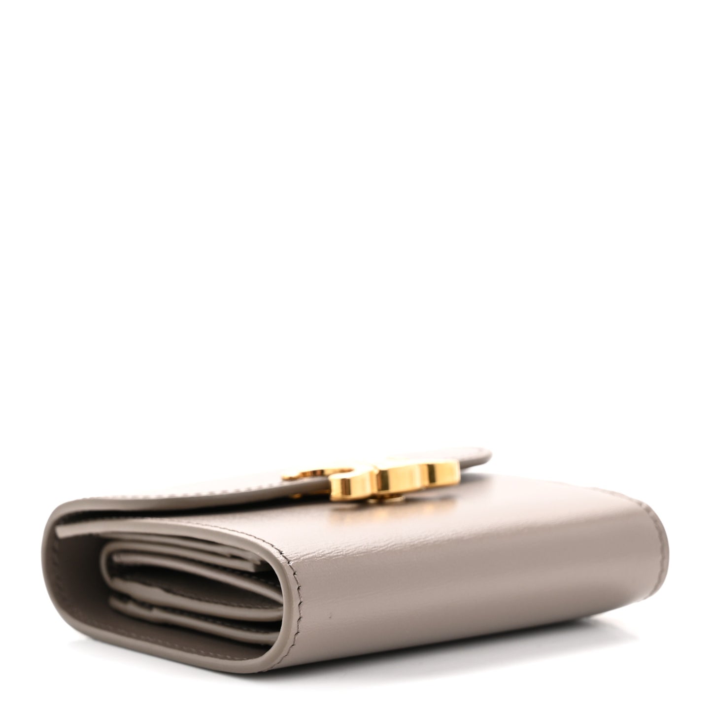 Shiny Calfskin Small Triomphe Wallet Pebble