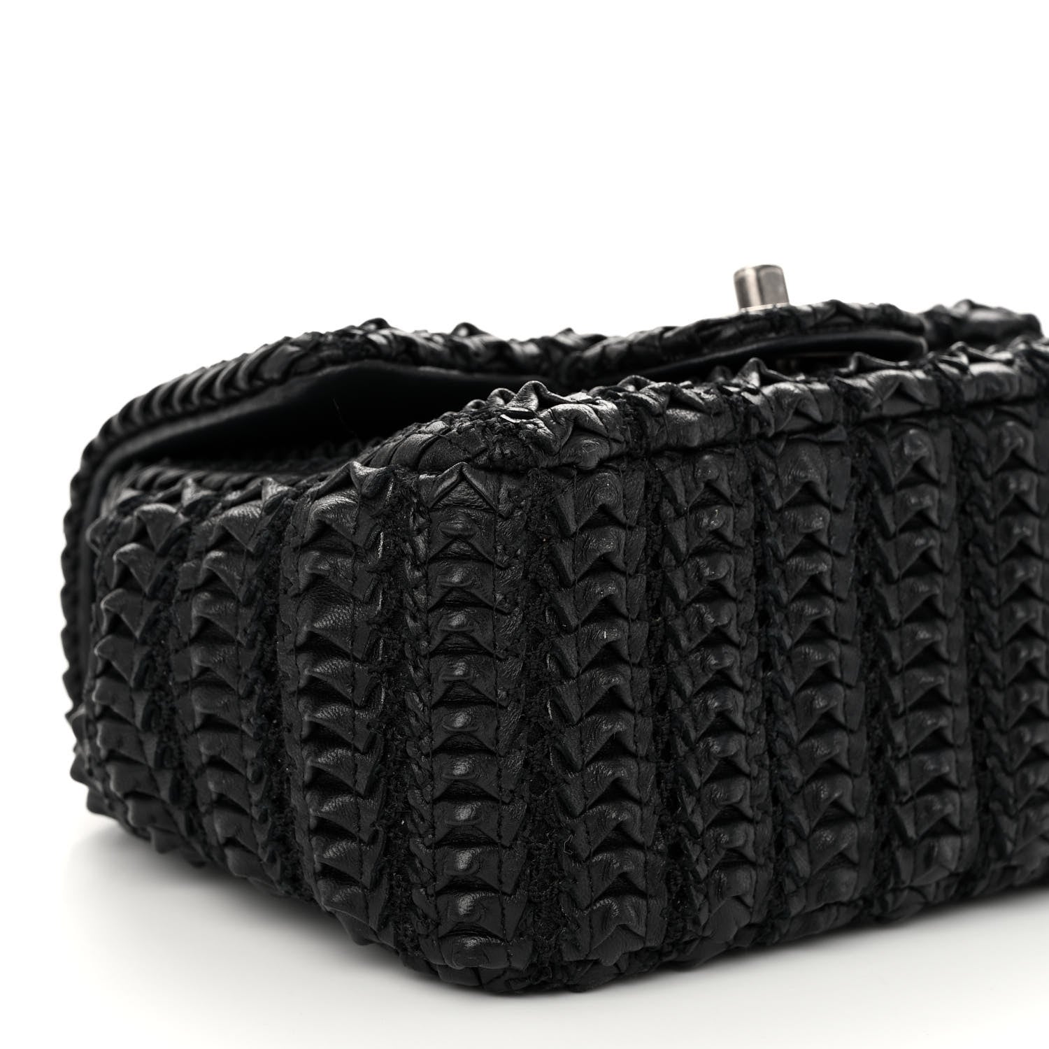 Chanel Lambskin Crochet Embroidered Small Flap Black 9 of 11