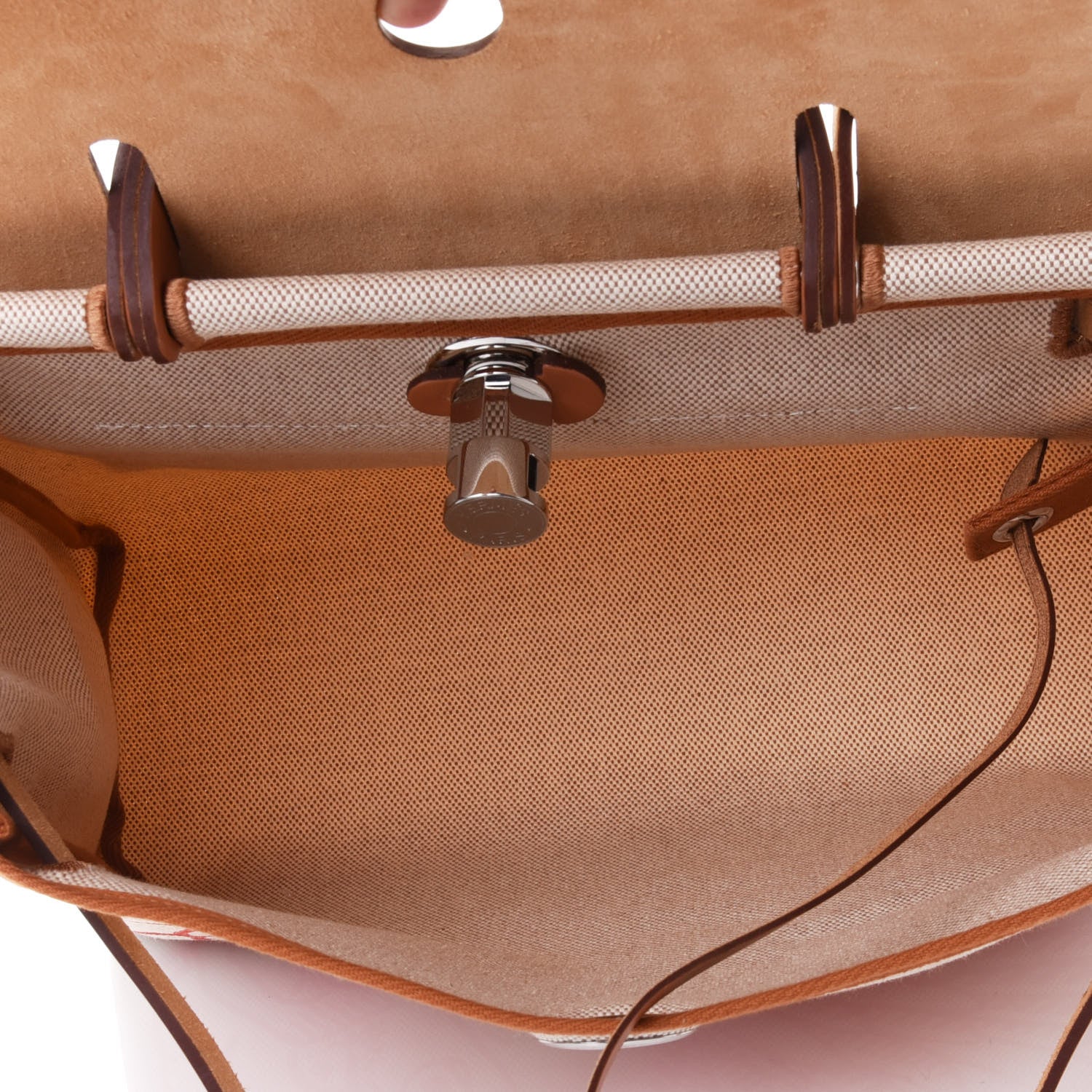Hermes Vache Hunter Toile Pegase Pop Herbag Zip Retourne 31 PM Capucine Ecru 4 of 5