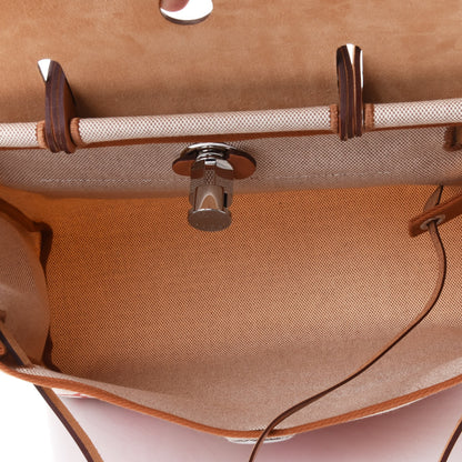 Hermes Vache Hunter Toile Pegase Pop Herbag Zip Retourne 31 PM Capucine Ecru 4 of 5