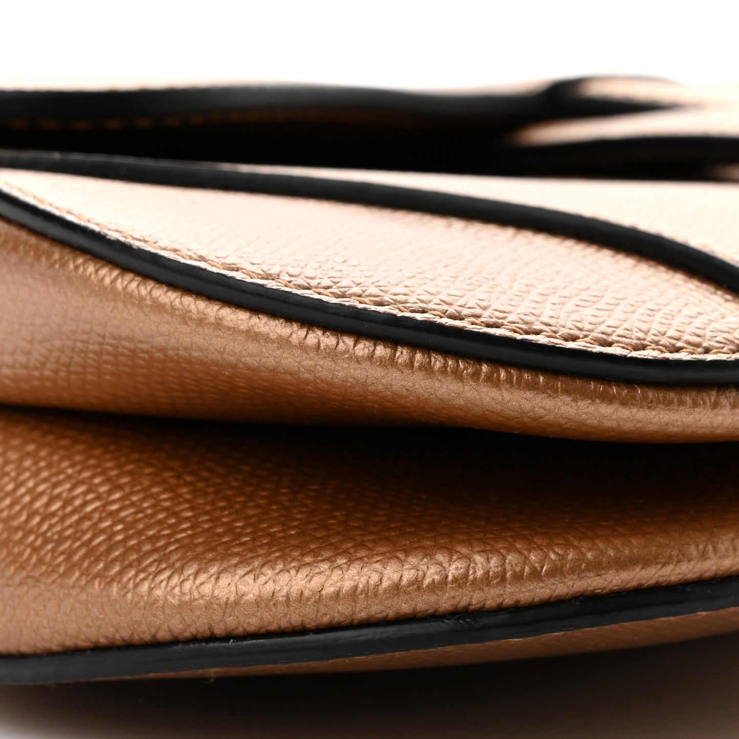 Metallic Grained Calfskin Mini Saddle Bag Gold