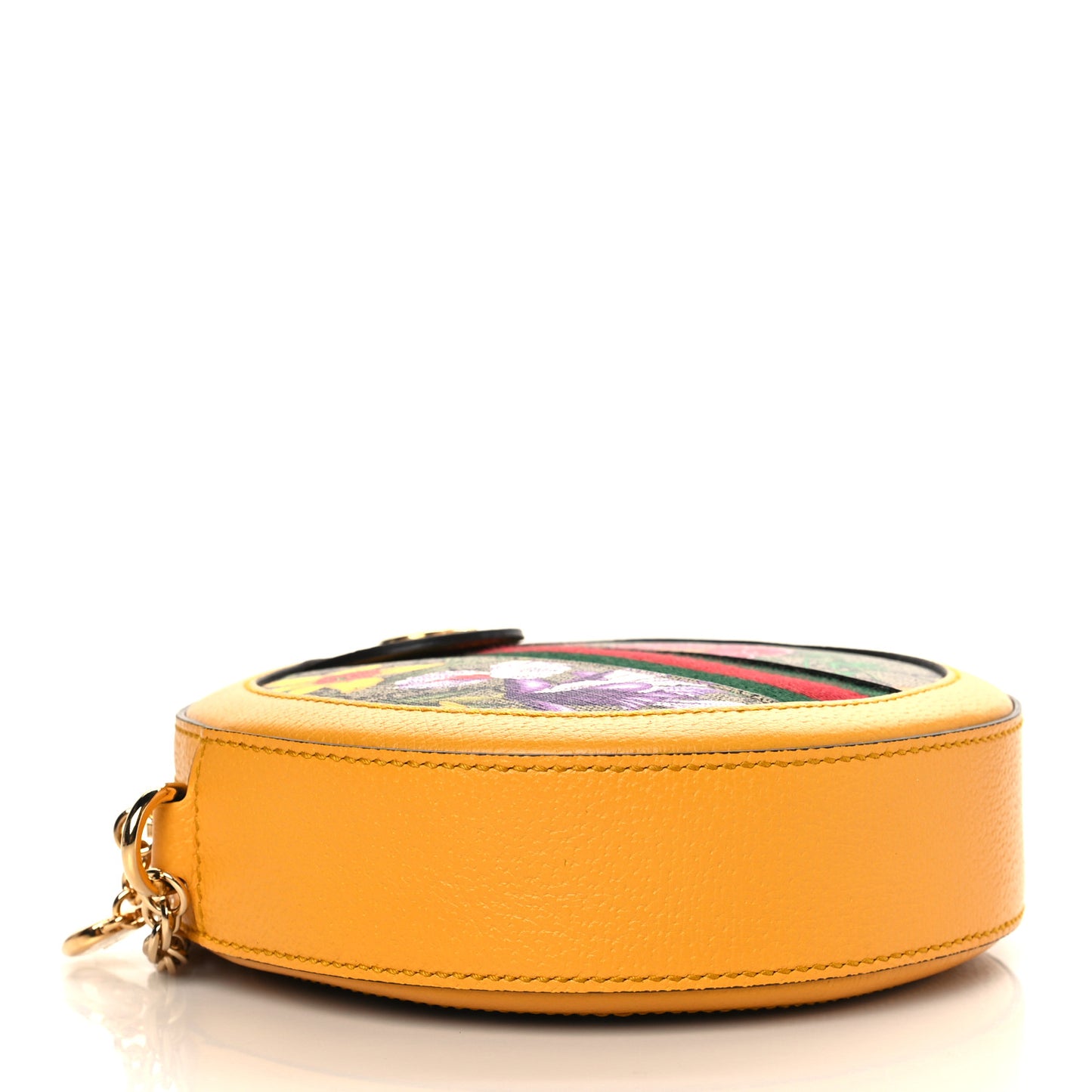 GG Supreme Monogram Flora Web Mini Ophidia Round Shoulder Bag Beige Multicolor Crop