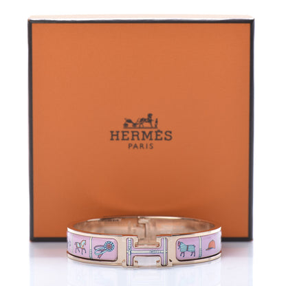 Hermes Enamel Printed Narrow Couvertures et Tenues de Jour Clic Clac H Bracelet PM Color Patch 6 of 6
