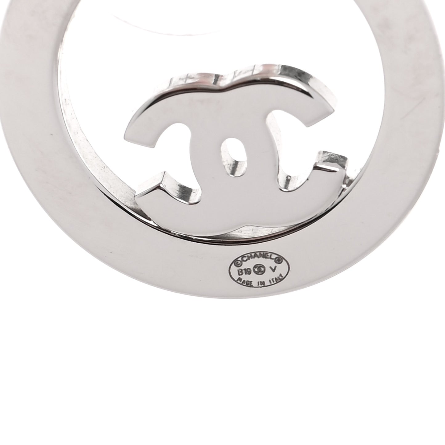 Crystal CC Round Earrings Silver