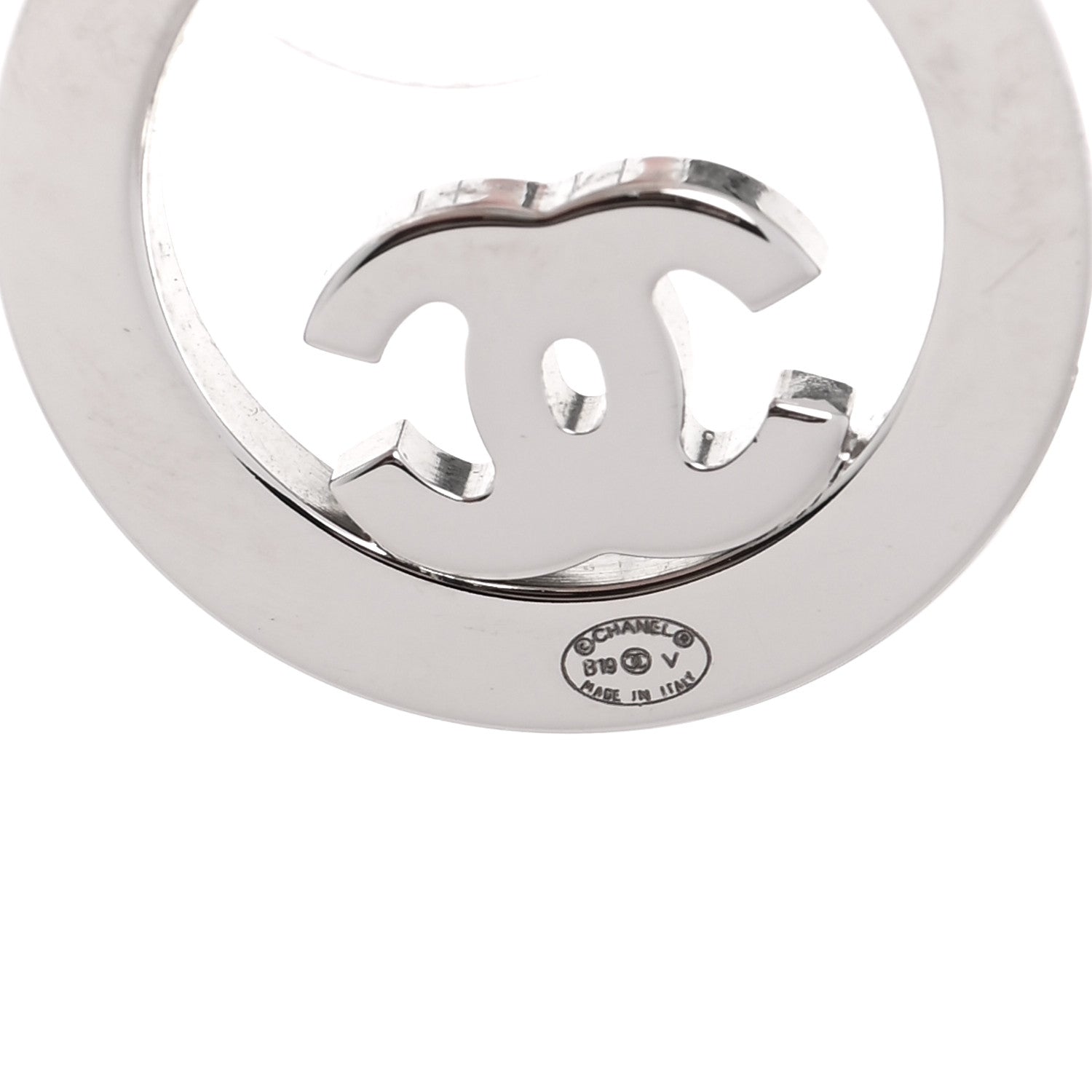 Chanel Crystal CC Round Earrings Silver 4 of 5