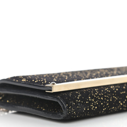 Jimmy Choo Suede Glitter Milla Wallet on Chain Black Gold 8 of 11