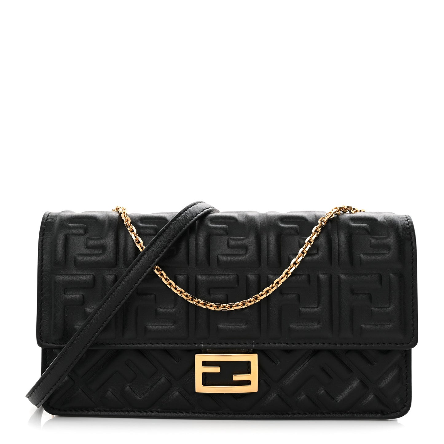 Nappa Matisse FF Embossed Wallet On Chain Black