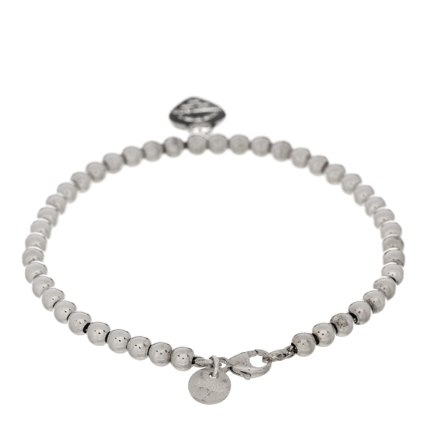 Sterling Silver Enamel 4mm Return To Tiffany Heart Tag Bead Bracelet Blue