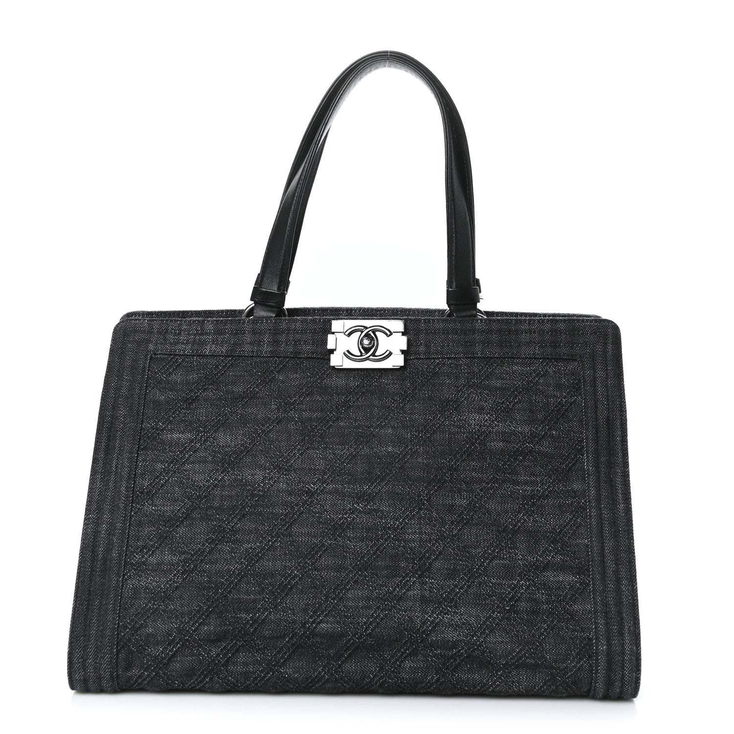 Chanel Denim Quilted Boy Shopping Tote Black 1 of 11