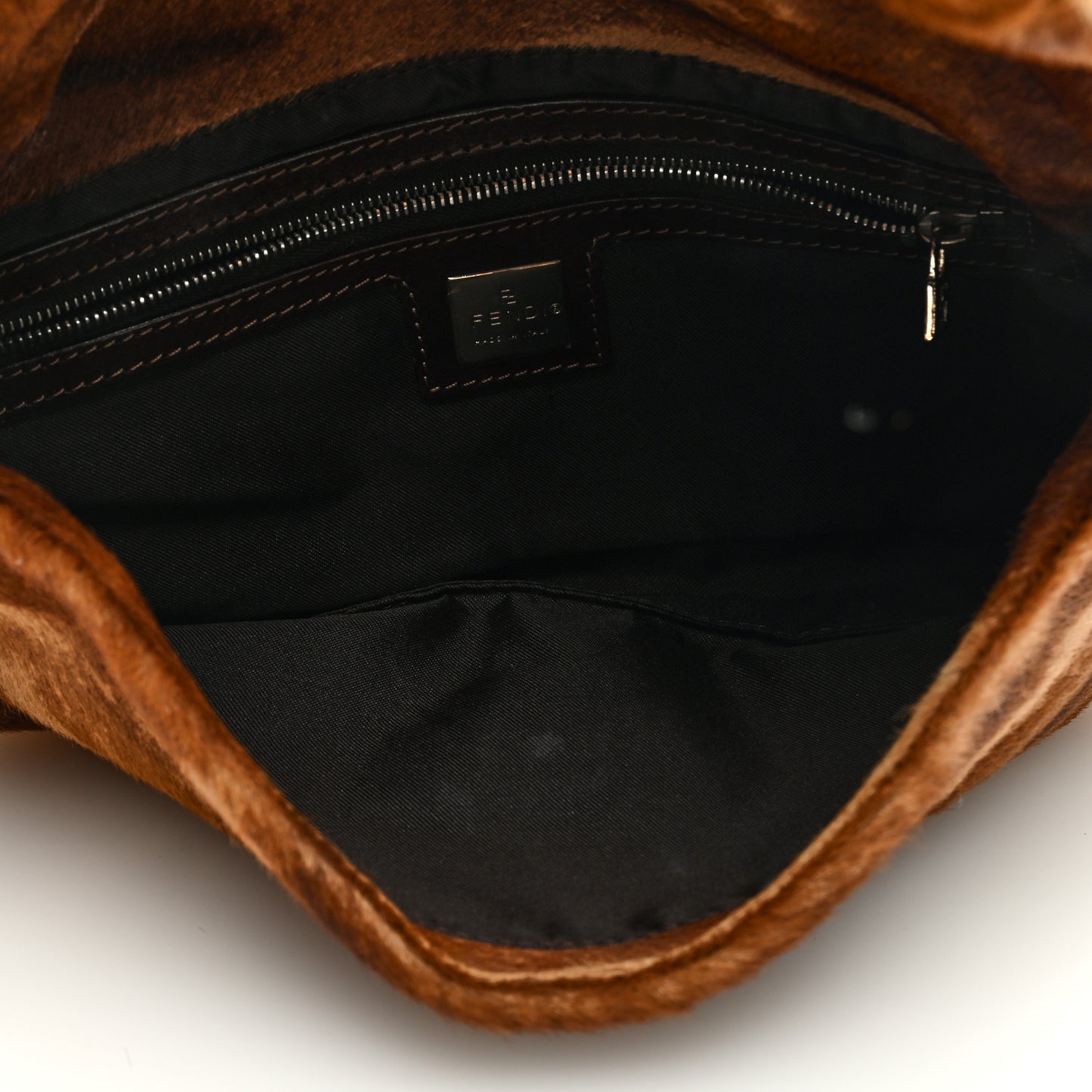 Calf Hair Zebra Print Baguette Brown