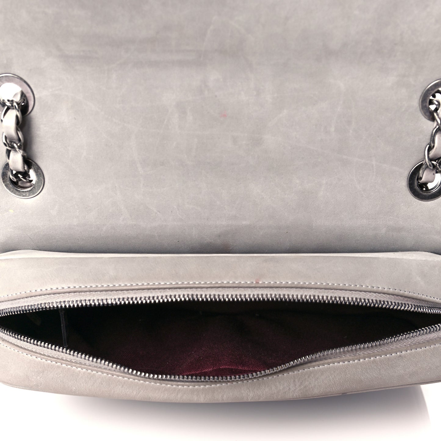 Glazed Calfskin Quilted Medium Day Trip Flap Grey