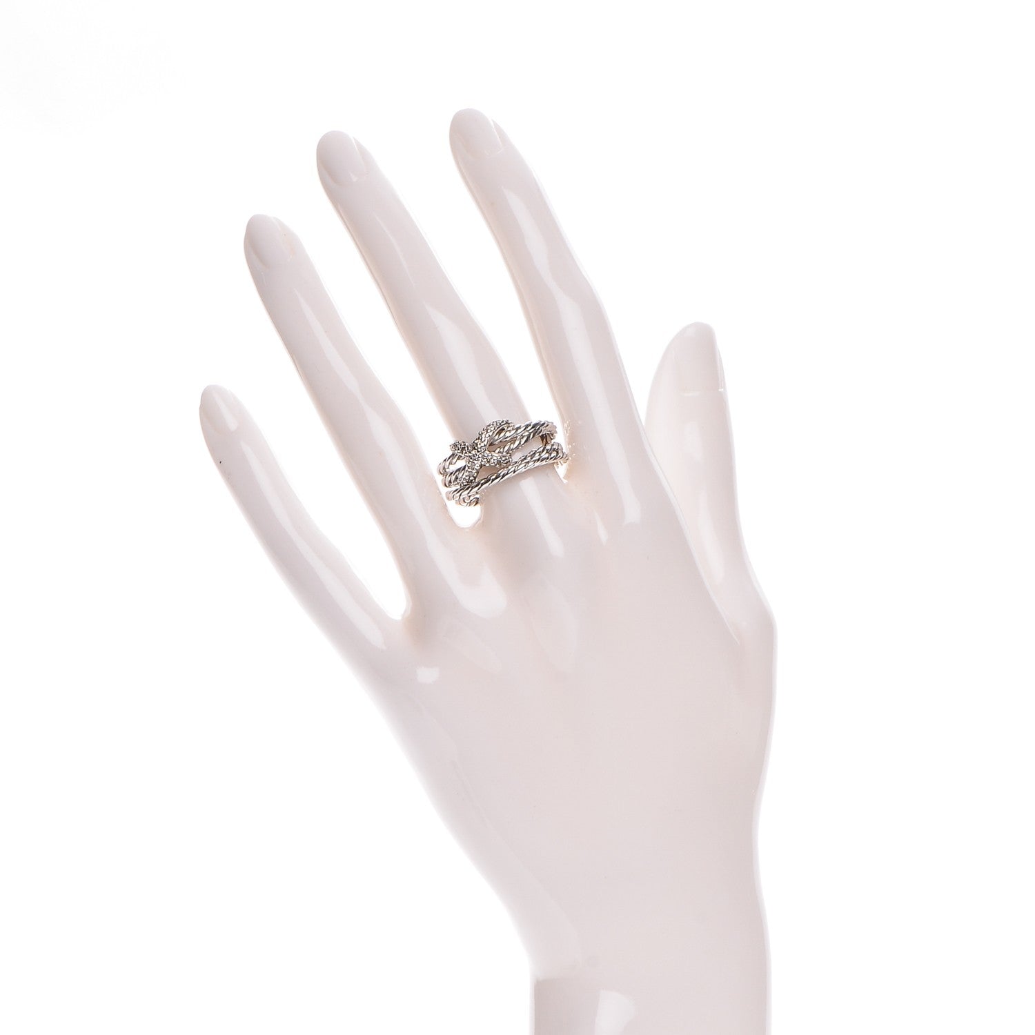 David Yurman Sterling Silver Diamond 10mm X Crossover Ring 51.5 6 2 of 4