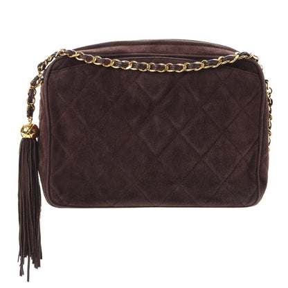 FASHIONPHILE CHANELSuedeQuiltedTasselCameraCaseBrown 1 of 14