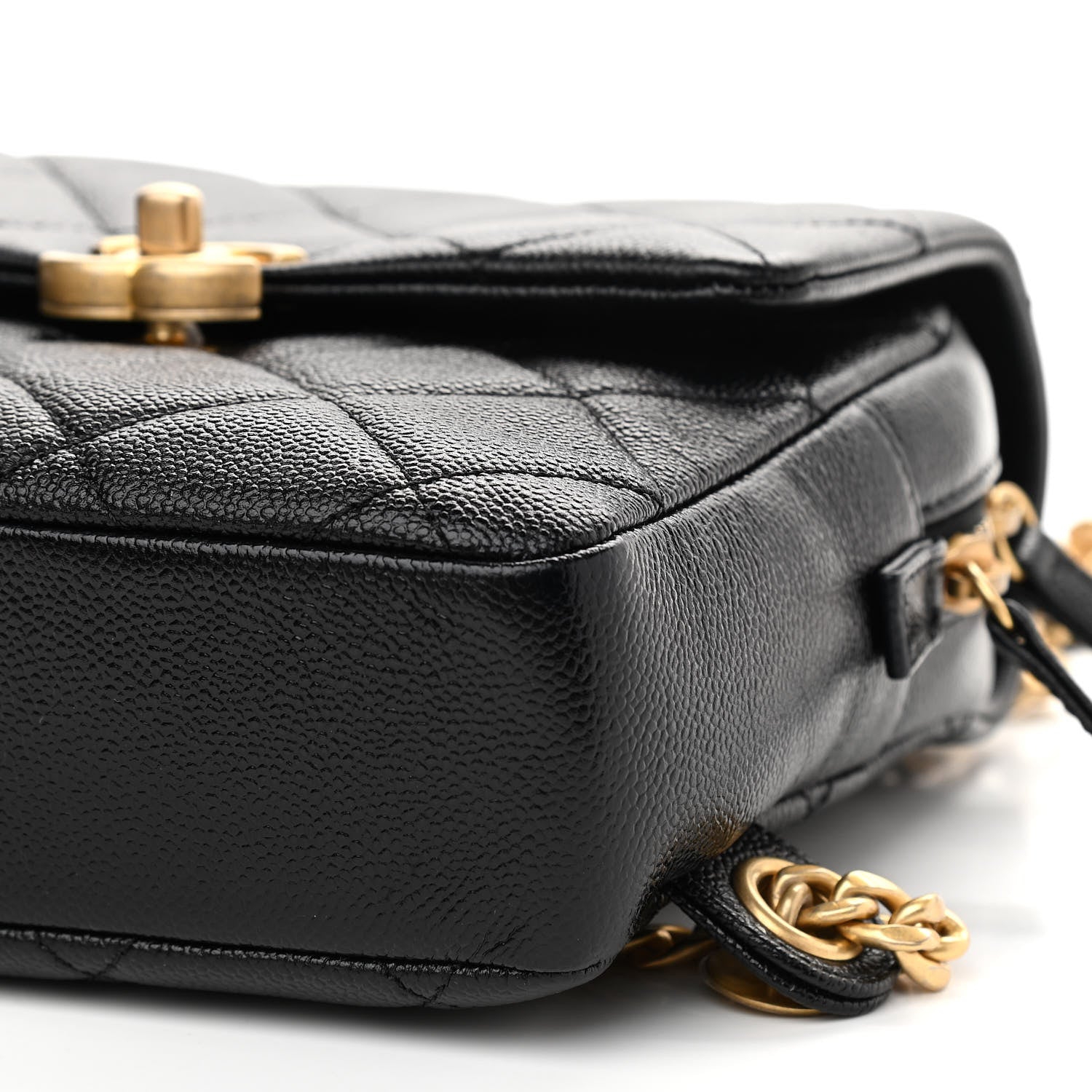 Chanel Shiny Caviar Quilted Chain Melody Backpack Black 10 of 11