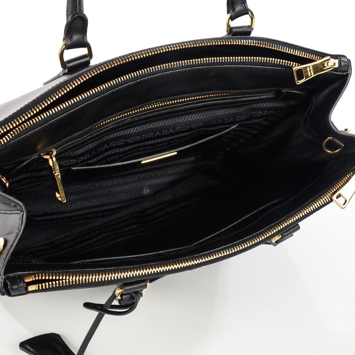 Saffiano Medium Galleria Double Zip Tote Black