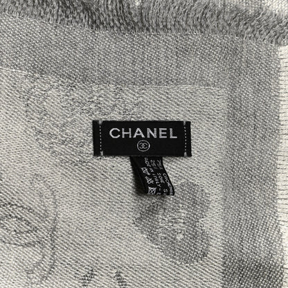 Chanel Cashmere Silk CC Heart Scarf Grey 3 of 3