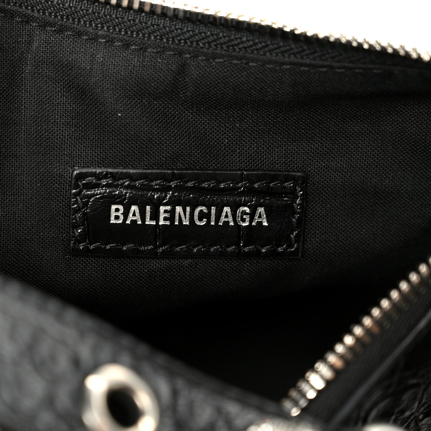 Balenciaga Extra Supple Calfskin Crystal Crocodile Embossed Le Cagole Shoulder Bag XS Black 6 of 10