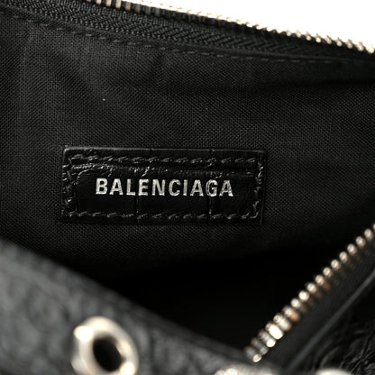 Balenciaga Extra Supple Calfskin Crystal Crocodile Embossed Le Cagole Shoulder Bag XS Black 6 of 10