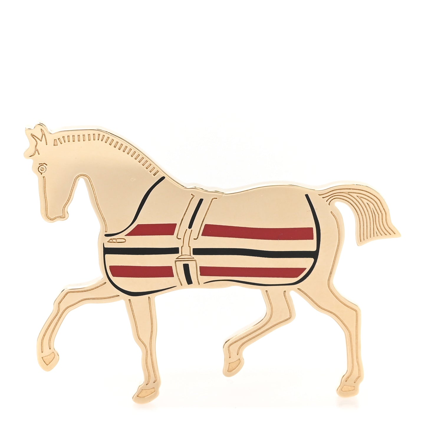 Permabrass Lacquered Cheval A La Couverture Scarf 70 Ring Rouge H Noir