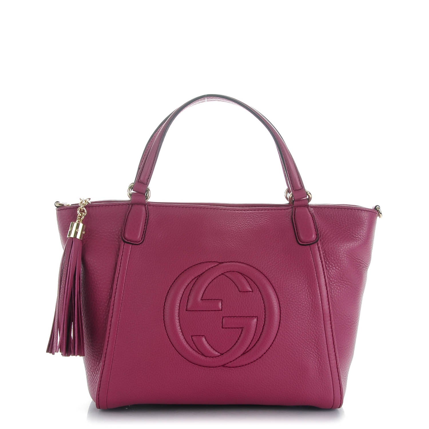 Gucci Pebbled Calfskin Small Soho Top Handle Bag Peonia Flower 1 of 7