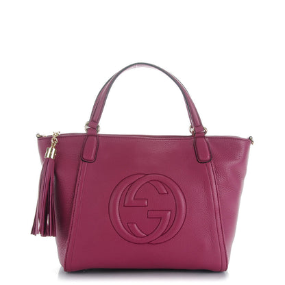 Gucci Pebbled Calfskin Small Soho Top Handle Bag Peonia Flower 1 of 7