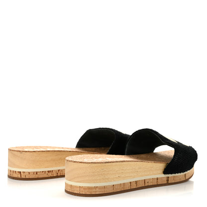 Chanel Tweed Cork CC Mule Sandal 38 Black 5 of 10