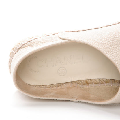Chanel Grained Calfskin CC Espadrilles 35 Beige Black 8 of 9